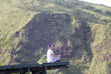 Sobriety and yoga practice in the mountains, meditation