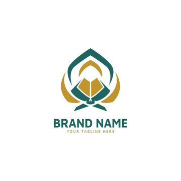 Islamic mosque and Quran icon logo design with isolated concept