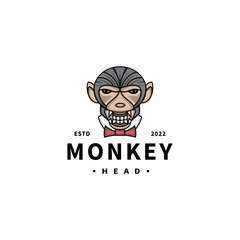 monkey head vintage icon logo design 4