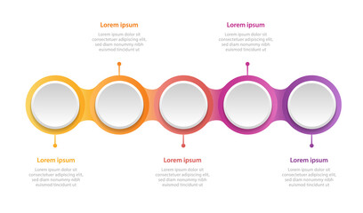 Infographic template for business. 5 Steps Timeline diagram with circles, presentation vector infographic with PNG transparent background.
