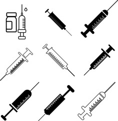 Syringe, injection icon set illustration on white background..eps