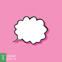 Cloud cartoon speech bubble icon. Simple flat style. Hand drawn, doodle, communication concept. Vector illustration isolated on pink background. EPS 10.