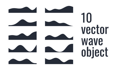 10 vector wave shape object, wave shape for any design