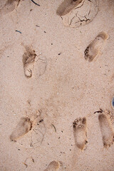Footprints on the sand of the ocean, texture for a layout