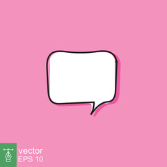 Cloud cartoon speech bubble icon. Simple flat style. Hand drawn, doodle, communication concept. Vector illustration isolated on pink background. EPS 10.