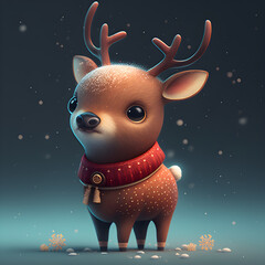 Cute Christmas reindeer, cartoon