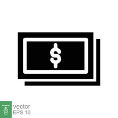 Obraz premium Dollar icon. Money sign, dollar paper bills, cash, financial and banking, business concept. Simple flat style. Vector illustration isolated on white background. EPS 10.