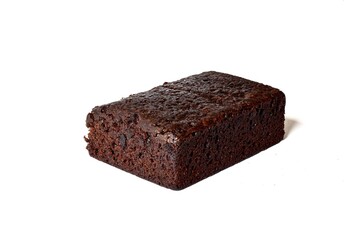 Brownie bread chocolate cake isolated on white background