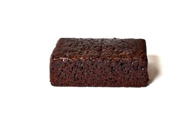 Brownie bread chocolate cake isolated on white background