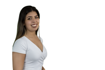 Girl on green background in promotional pose