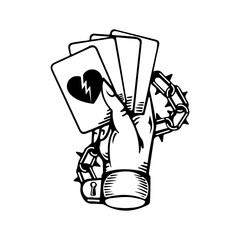 vector illustration of a hand holding a playing card