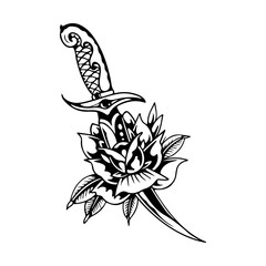 dagger vector illustration with concept flower