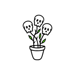 vector illustration of small tree with skull concept