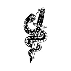 Fototapeta premium vector illustration of a dagger with a snake