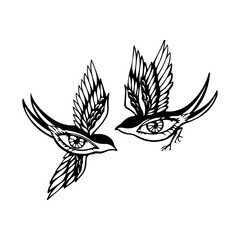 vector illustration of two eyed bird