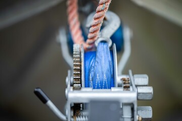 boat trailer winch by the seaside in a camp ground in australia