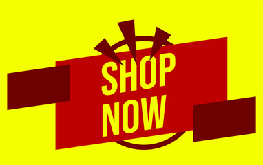 Shop now label banner with yellow background