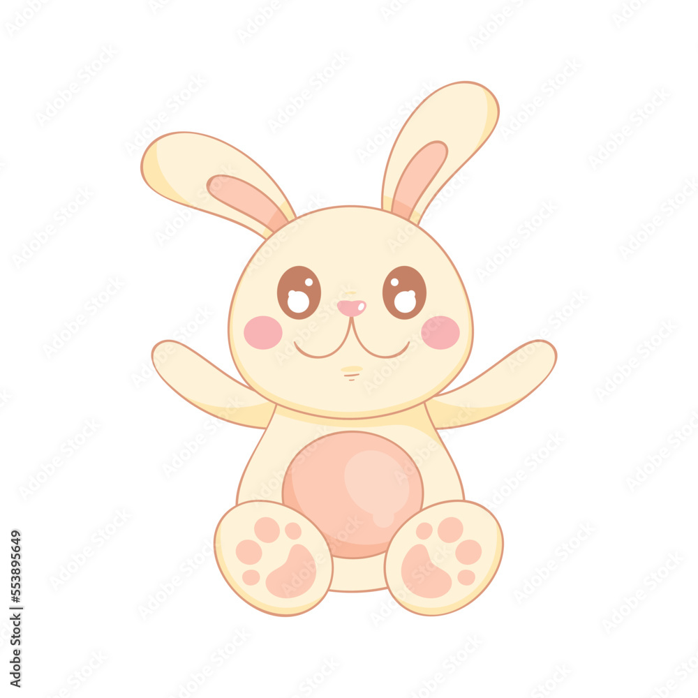 Sticker cute rabbit seated