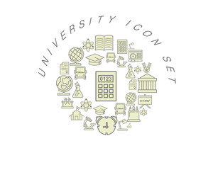 Vector university icon set 