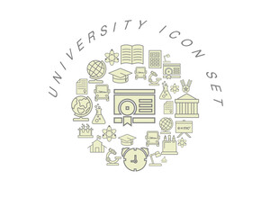 Vector university icon set 