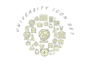 Vector university icon set 