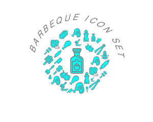Vector barbeque icon set 