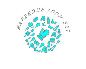 Obraz premium Vector barbeque icon set 