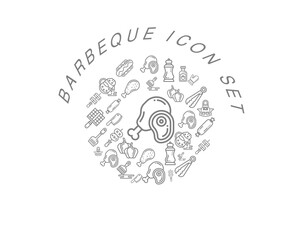 Vector barbeque icon set 