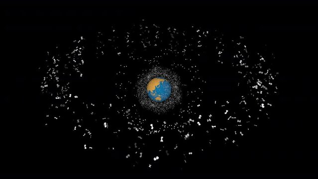 Satellites in low, medium and geosynchronous Earth orbit, Seamless loop.