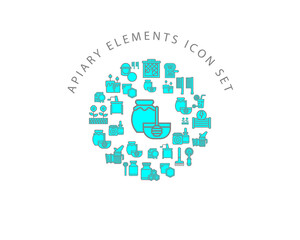 Vector apiary elements icon set 
