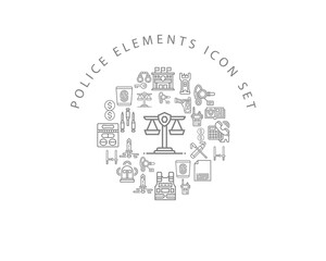 Fototapeta na wymiar Vector police elements icon set 