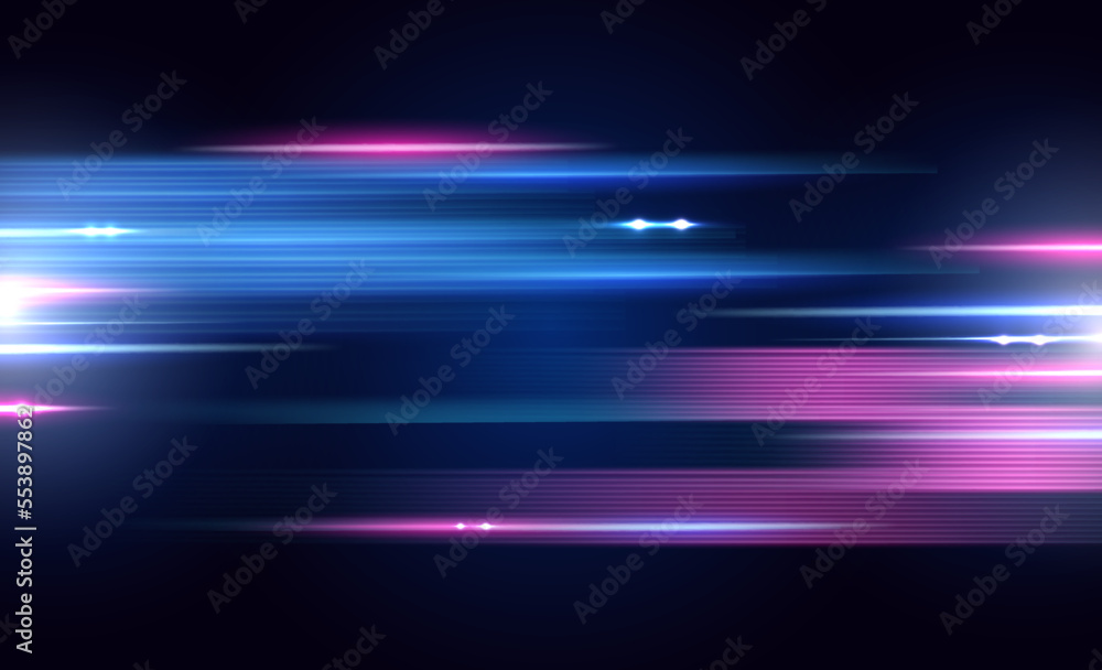 Wall mural modern abstract high speed light effect. technology futuristic dynamic motion. glow of bright lines 