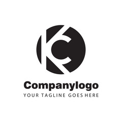 simple black letter kc for logo company design - obrazy, fototapety, plakaty