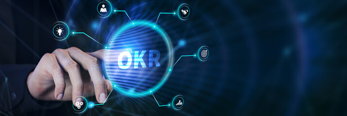 OKR Objectives key results. Business, Technology, Internet and network concept.
