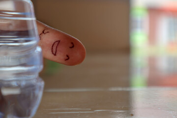 macro photo finger smile still life 