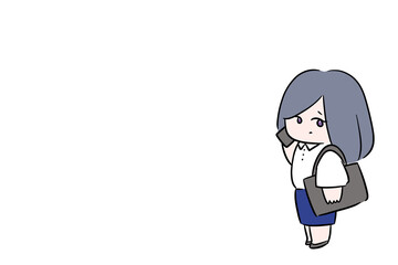 person with a phone talking on the phone walking woman one person  outside work illustration white background