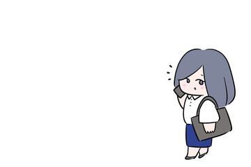 girl with a sign talking on the phone walking woman one person  outside work illustration white background