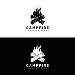 Fototapeta na wymiar Campfire Logo Design, Camping Vector, Wood Fire And Forest Design