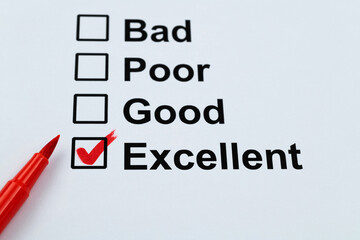 Tick the excellent box on customer feedback form