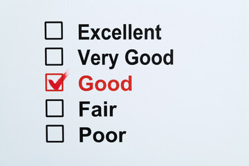 Tick the good box on customer feedback form