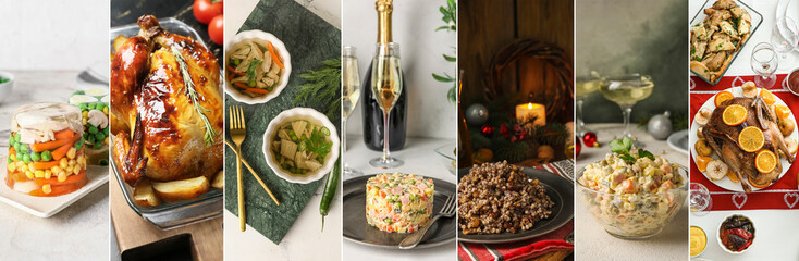 Collection of traditional Christmas food on table
