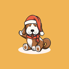 Cute christmas dog cartoon illustration