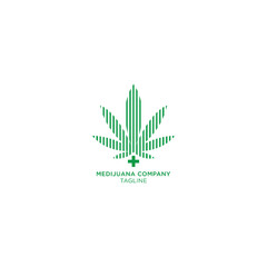 Cannabis leaf and rehabilitation company logo illustration