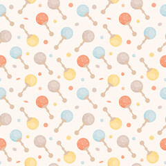 Seamless pattern of boho baby toys for fabric