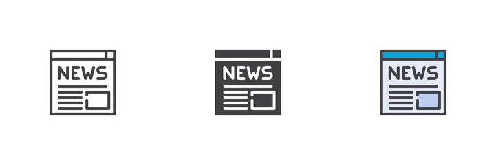 Online news different style icon set