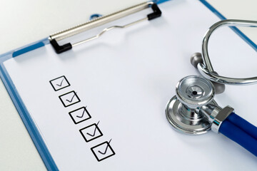 Stethoscope on medicine check list