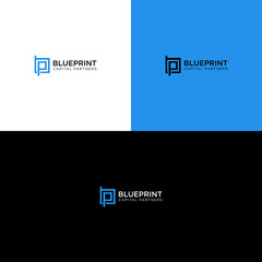 B and P Combination Make up Square Logo Design Concept