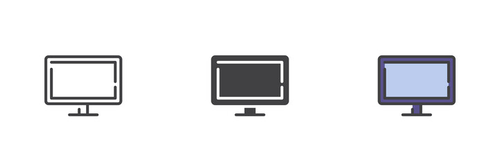 Wide TV screen different style icon set