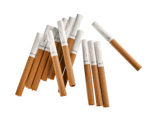 Whole cigarettes isolated on white background