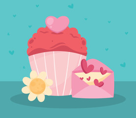 love cupcake and envelope